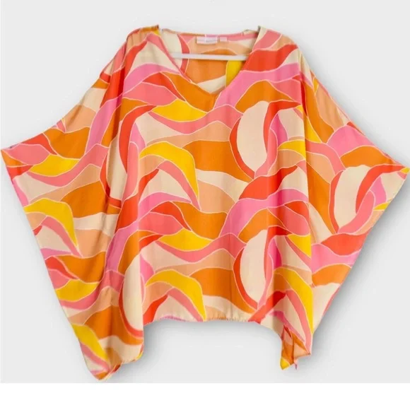 Beautiful Belle Semi Fitted Stitched Down Sides Tunic Poncho Top 1X - Picture 1 of 7